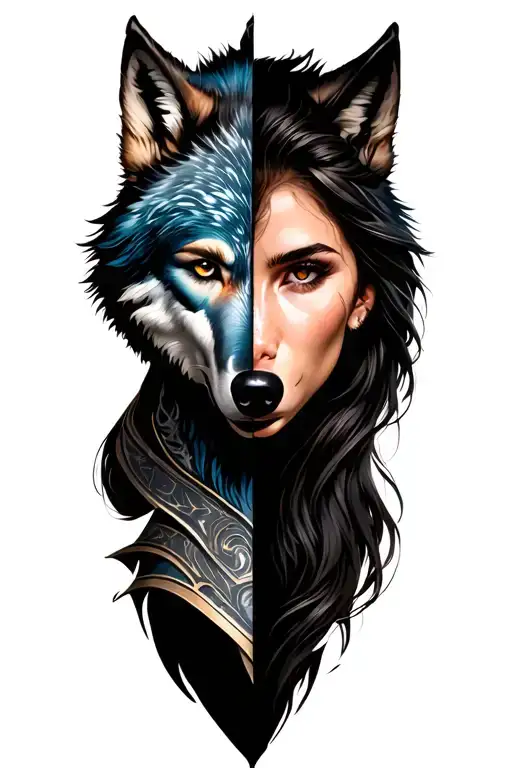 Half Shewolf Half Female Warrior