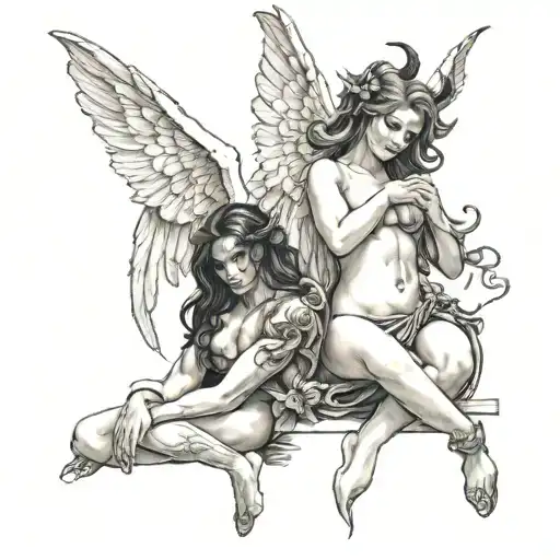 Sexy Girl Angel And Demon Girl