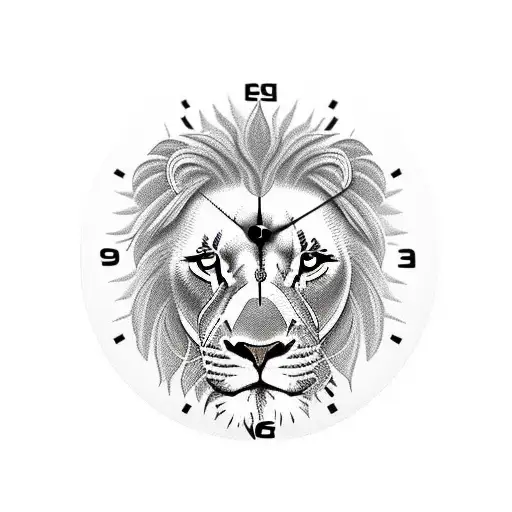 Tattoo Sleeve With Lion And An Eye With A Clock