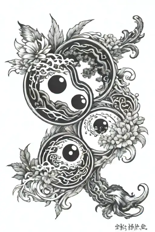 Triple Mirror Image Taoist Ying Yang Nature