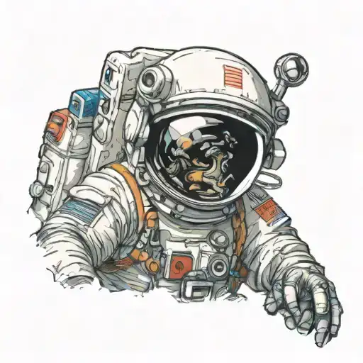 Animated Astronaut Shh Picture Tattoo Deaign
