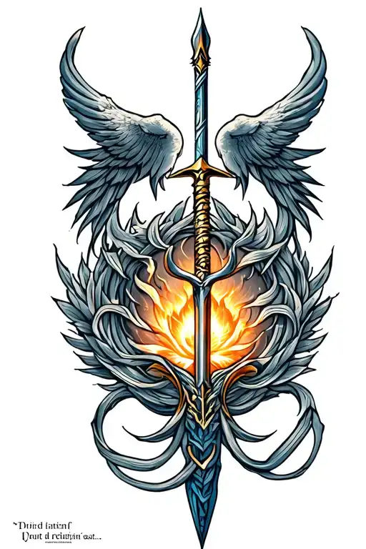 Trident Surround By Latin Quote