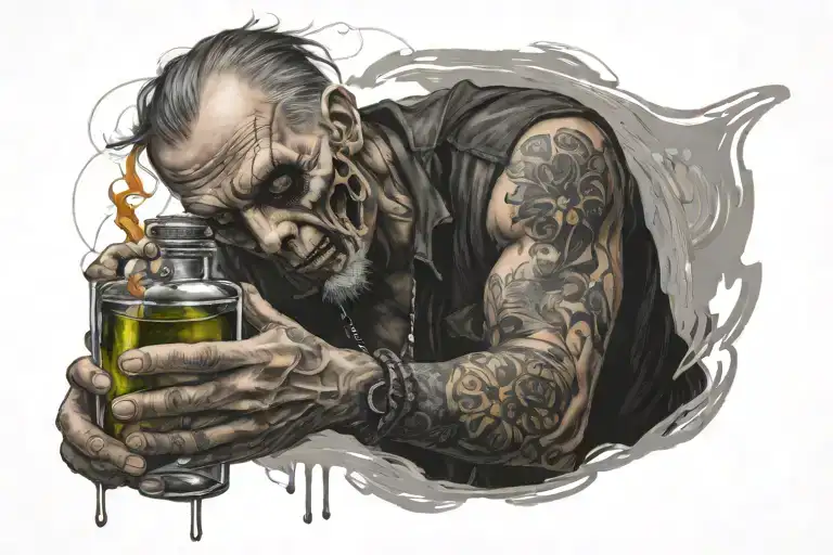 A Gloomy Guy Holds A Vial Of Poison In His Hand