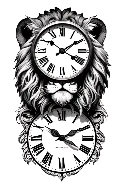 Clock And Lions Head