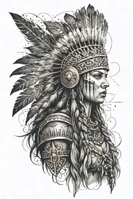 Warrior Woman With Headdress And A Canniabis Vibe Mix
