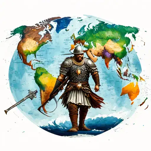 Warrior Carrying The Weight Of The World Map Made