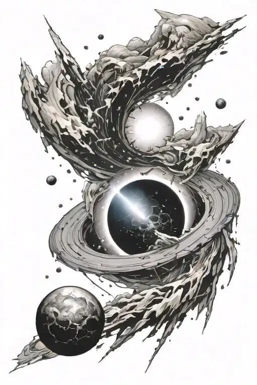 Blackhole Destroying A Planet Surrounded By A Galaxy