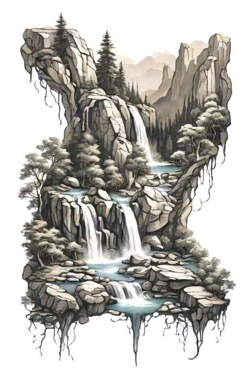 Nature Like Trees Mountains And Waterfalls Flowing