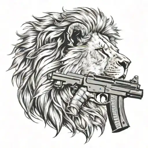 Lion With Gun