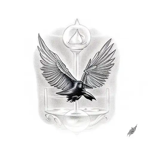 Raven Caring A Hourglass