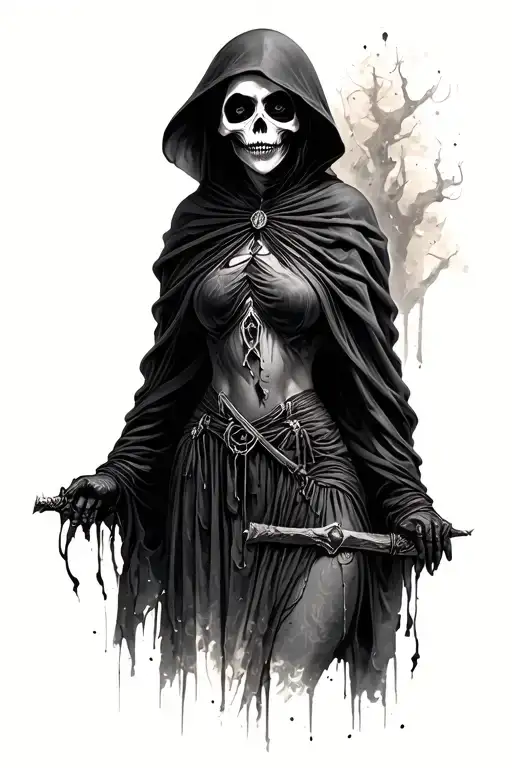 Female Grim Reaper Standing