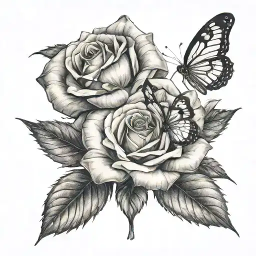 Single Rose With A Butterfly Lamding On It With Africa Themes In The Wing