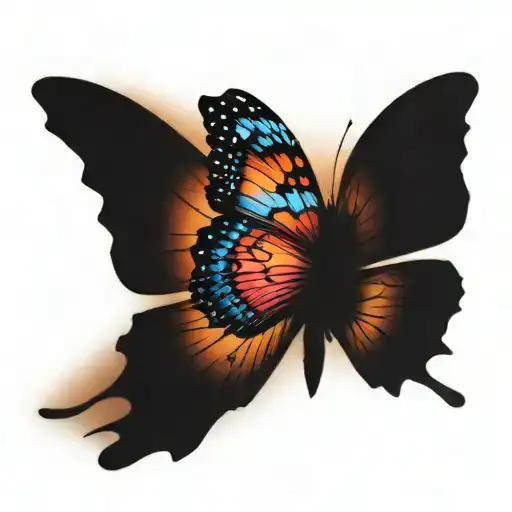 Butterfly With An African Sunset Silhouette Pattern In The Wings With Color