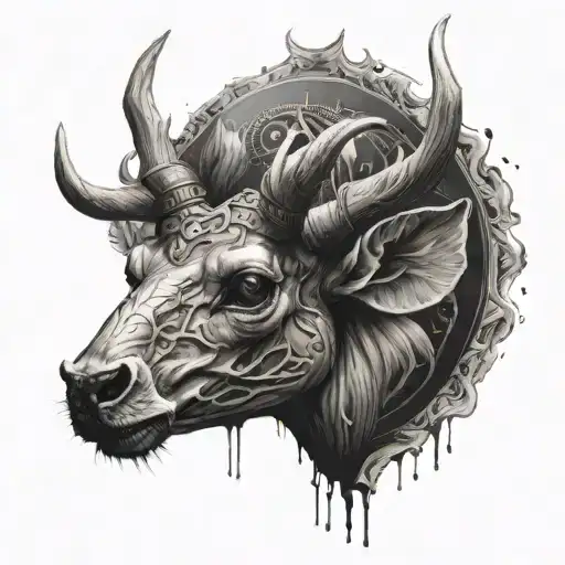 Skull Of A Deer With A Shining Powerful Third Eye Between Its Horns