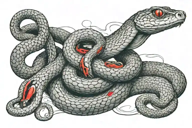 Number 4 Around A Snake With Red Eyes And Letters R A