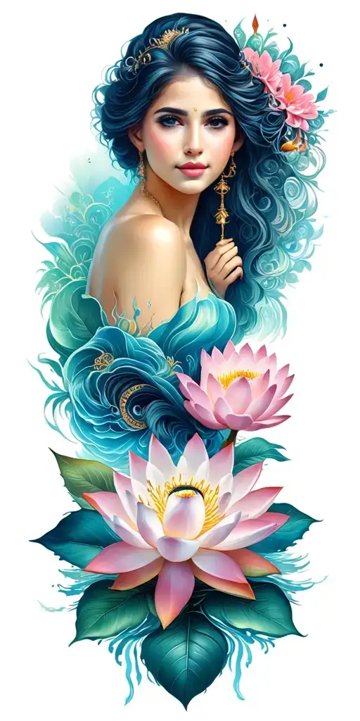 Aquarius And Lotus Flower