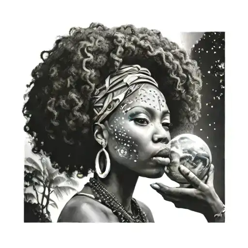 African Woman Holding Universe