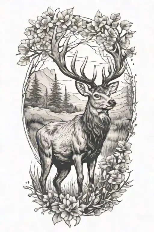 Stag In Nature With