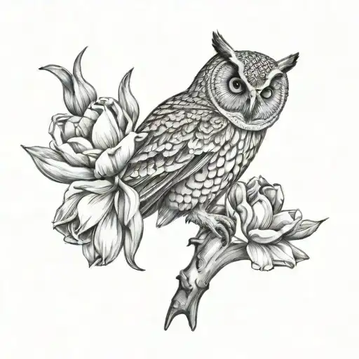 Owl With Tulips
