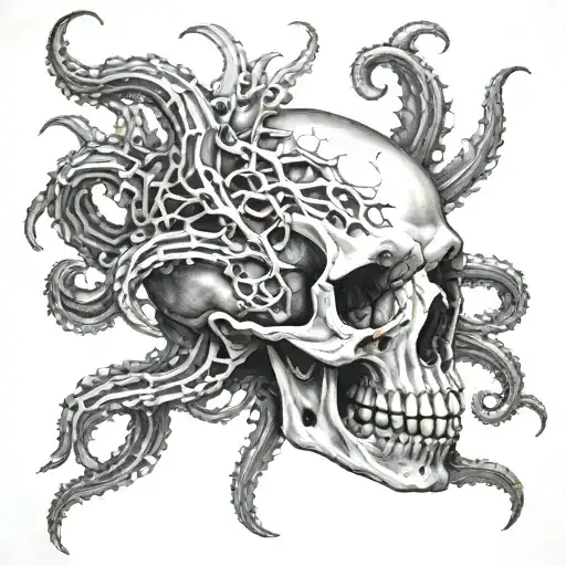 Octipus Skull And Tenticels