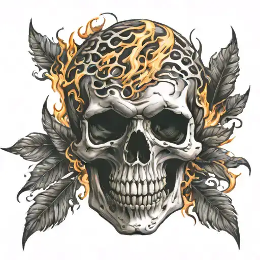 Skull Fire Flames