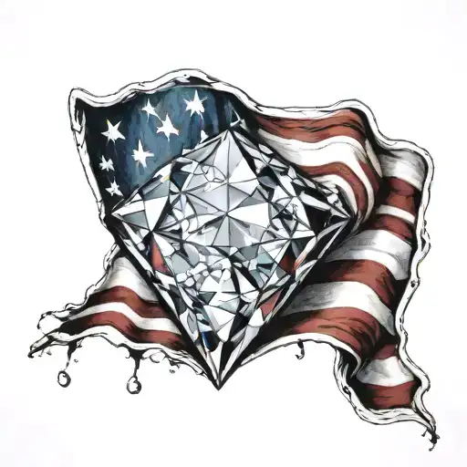 A 3D Diamond With An Old Usa Flag Inside