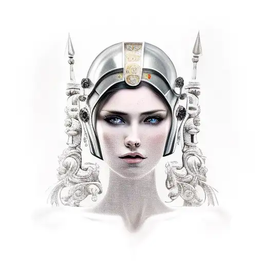 Beautifull Woman With Roman Helm