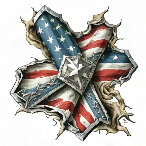 A 3D Diamond Have Usa Old War Flag Inside
