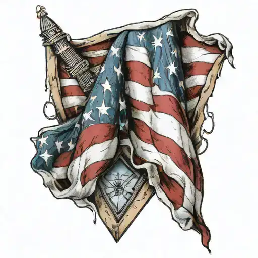 A Usa Old Flag Inside Diamond