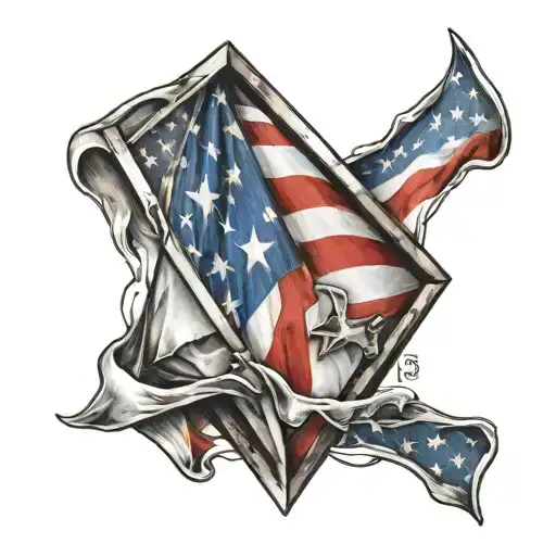 A Usa Old Flag Inside 3D Diamond