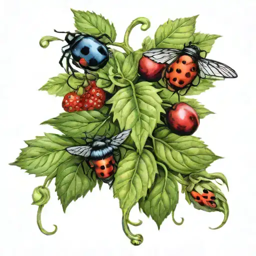 Plant Vine With Fruit And Bugs