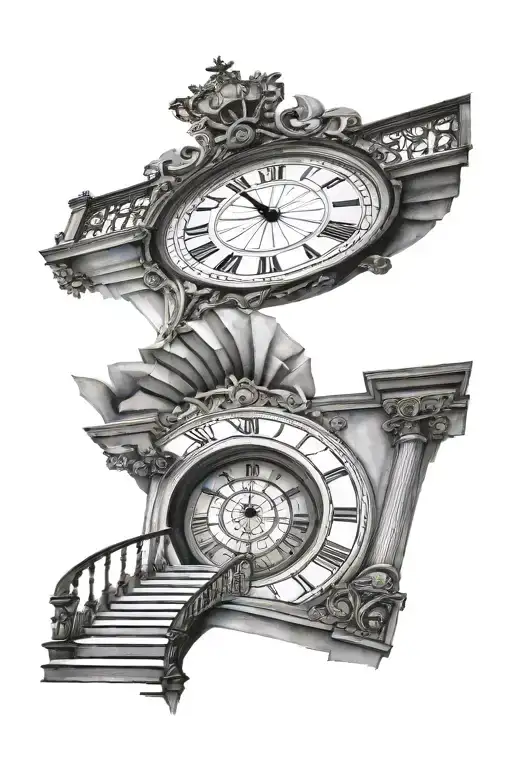 Stairs Towards A Clock