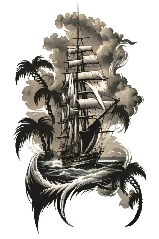 Yacht At Sea And Beach