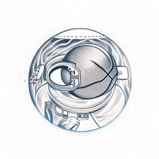 Astronaut Playing Basketball With Saturn