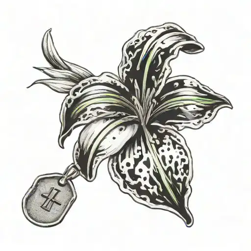 Lily With A Dog Tag Around It