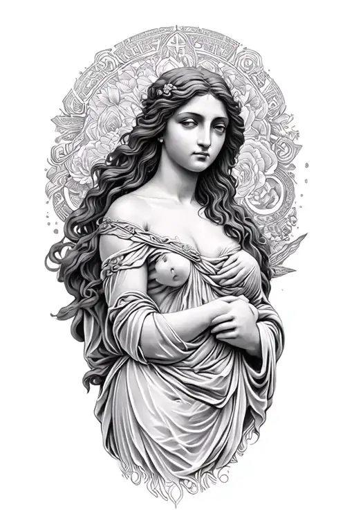 Black & Grey Motherhood Greek Goddess