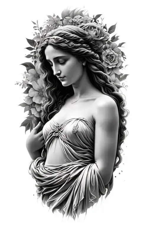 Black & Grey Realism Motherhood Greek Goddess