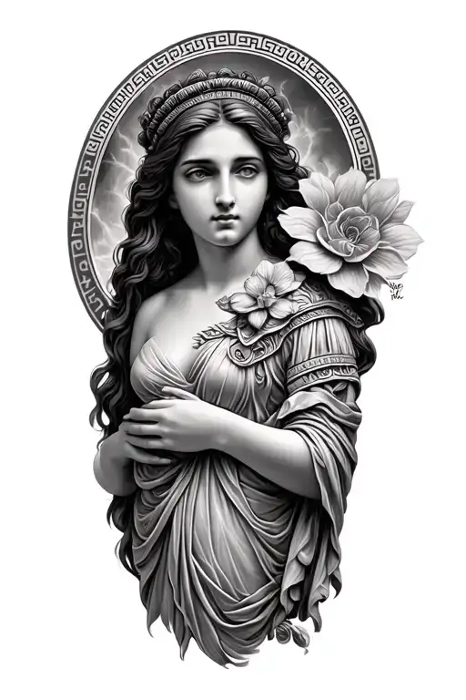 Black & Grey Realism Motherhood Greek Goddess