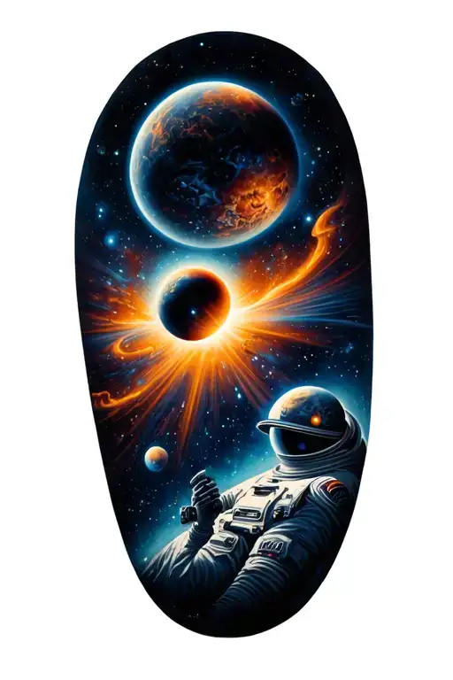 Dark Realistic Space Themed Tattoo Upper Arm