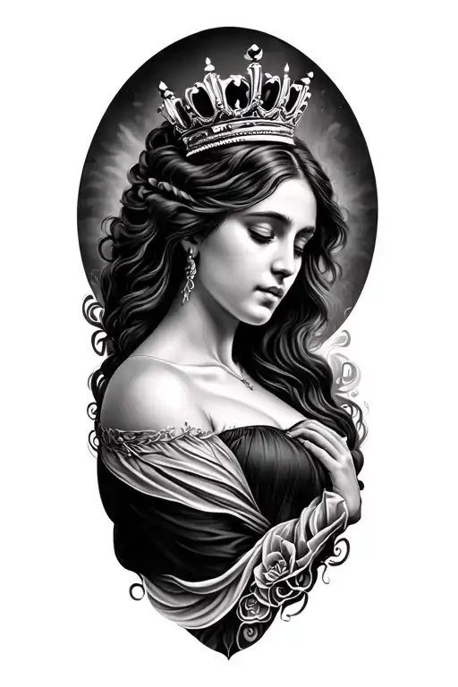 Black & Grey Motherhood With Crown