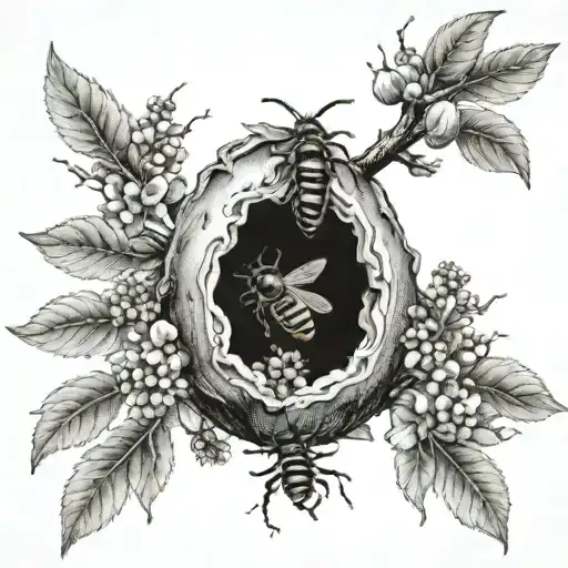 Open Beehive In A Apple Tree