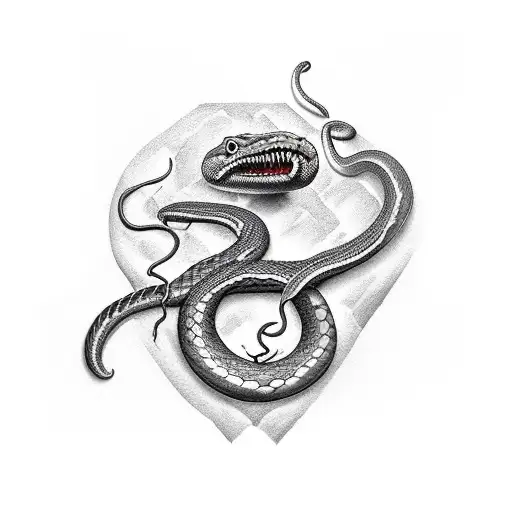 Man Killing A Snake With A Sword