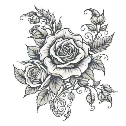 The Name Harleen With Rose Vines Around It For A Forearm