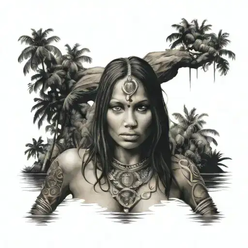 Indian Island Girl Nude Big Breast Aquarius Waterfall Jungle