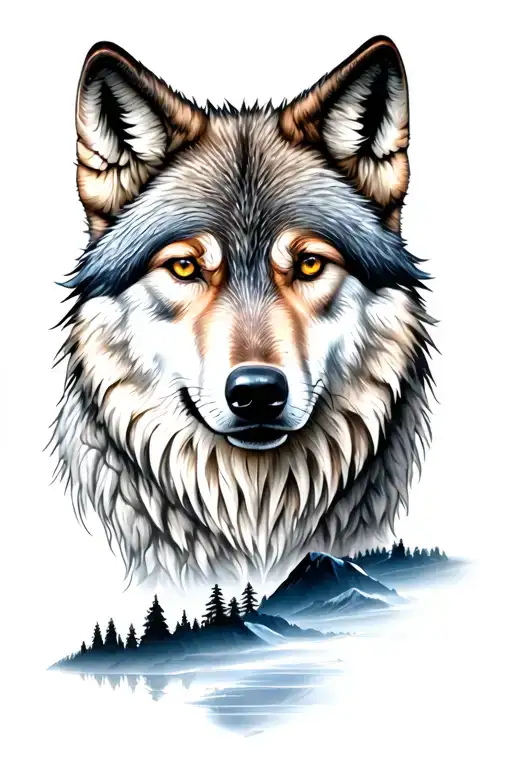 Wolf With Landscape