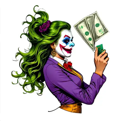Woman Joker Holding Cash