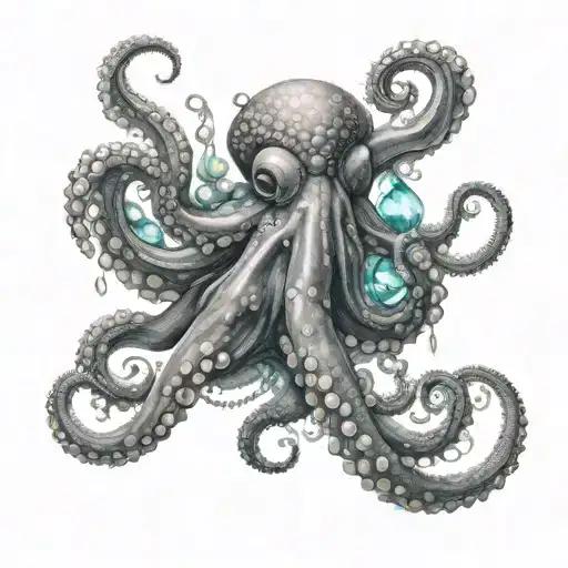 Octopus Holding Crystals In Its Tentacles