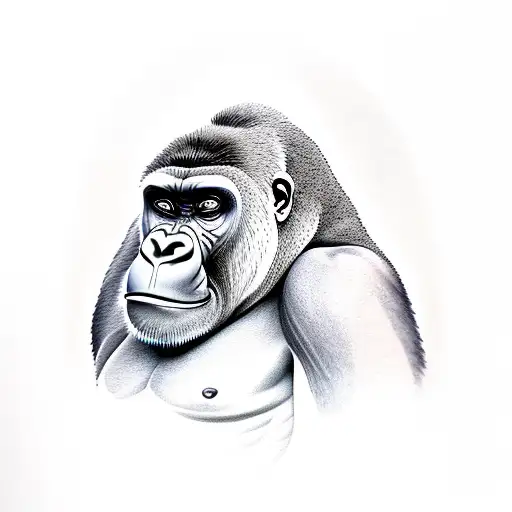 Gorilla In Jungle Roaring