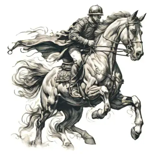 Rider On A Horse Escaping Death
