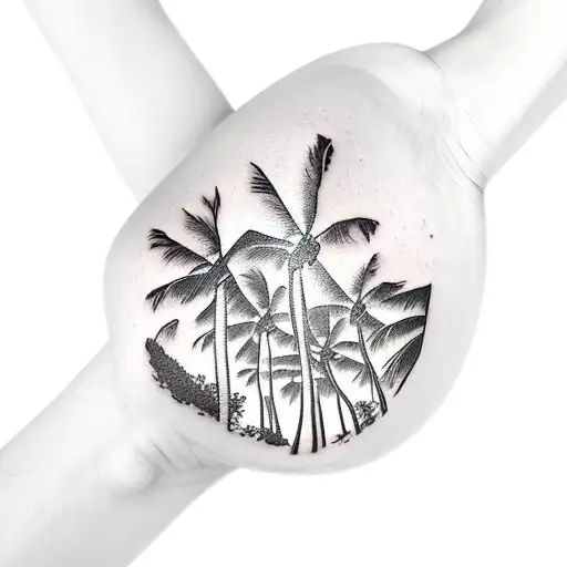 Arm Band Around Arm With Beach And Palm Trees